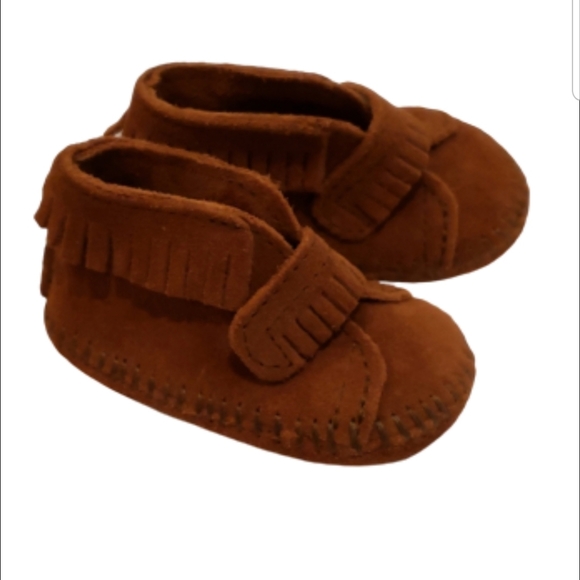 MINNETONKA LEATHER MOCCASIN BOOTIES - Picture 1 of 5